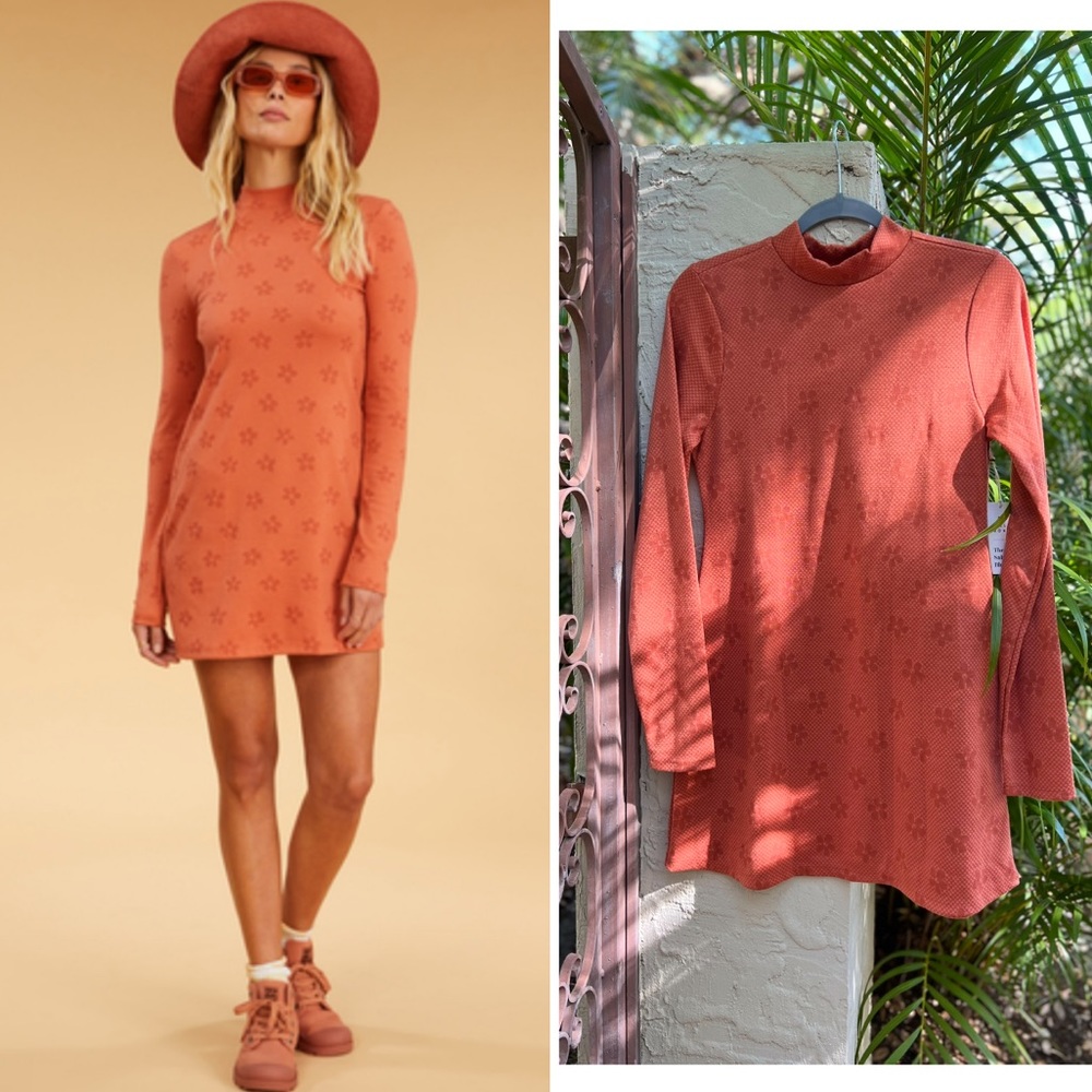 💦💦 BILLABONG 💦💦 Salty Blonde Coconut Flowers Long Sleeve Bodycon Mini Dr… - Picture 3 of 14